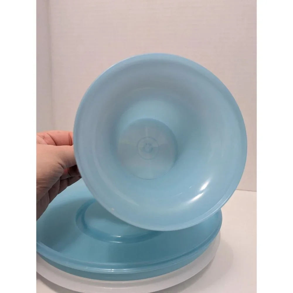 VTG Tupperware Serve it all‎ Keeper Multi use cake dip appetizer plastic aqua *